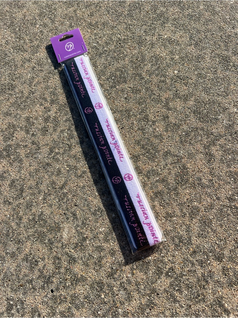 NEW RUSSIAN POINTE Elastic Headband Set - 1 White & 1 Black with pink print